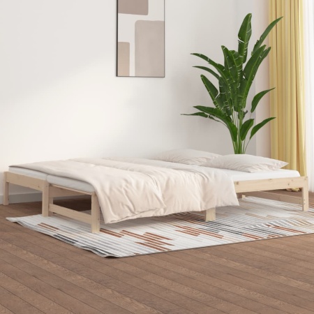 Pat de zi extensibil, 2x(80x200) cm, lemn masiv de pin