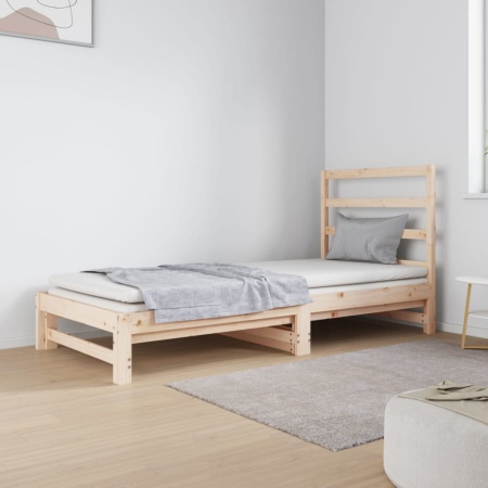 Pat de zi extensibil, 2x(90x190) cm, lemn masiv de pin