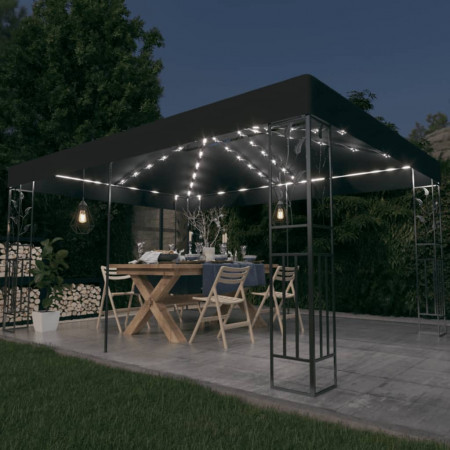 Pavilion cu acoperiș dublu&amp;șiruri de lumini LED,antracit, 3x4 m - Img 1