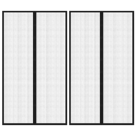 Perdele de ușă anti-insecte cu magnet, 2 buc., negru, 200x80 cm