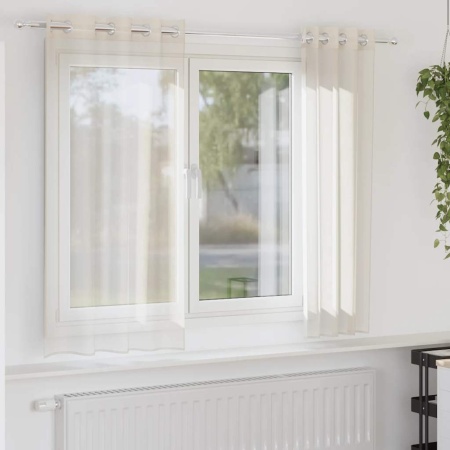 Perdele Voile cu Oelii 2 buc Crem 140x140 cm