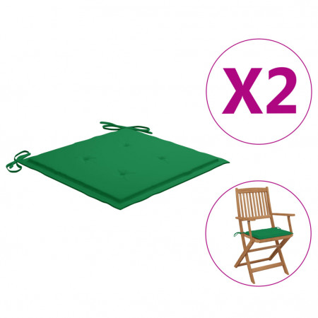 Perne scaun de grădină, 2 buc., verde, 40x40x4 cm, textil - Img 1