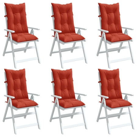 Perne scaun spătar înalt, 6 buc. melanj roșu 120x50x7 cm textil