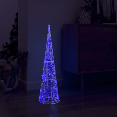 Piramidă decorativă acrilică con lumină LED albastru 90 cm