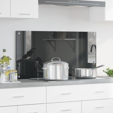 Placă backsplash pentru bucătărie Gri Întunecat 100x50x0,6 cm Sticlă Securizată