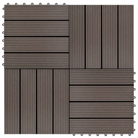 Plăci de pardoseală, 22 buc., maro închis, 30x30 cm, WPC, 2 mp