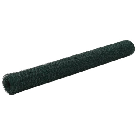 Plasă de sârmă găini, verde, 25 x 1,2 m, oțel cu înveliș PVC