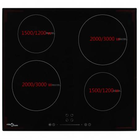 Plită cu inducție cu 4 arzătoare, control tactil, sticlă 7000 W