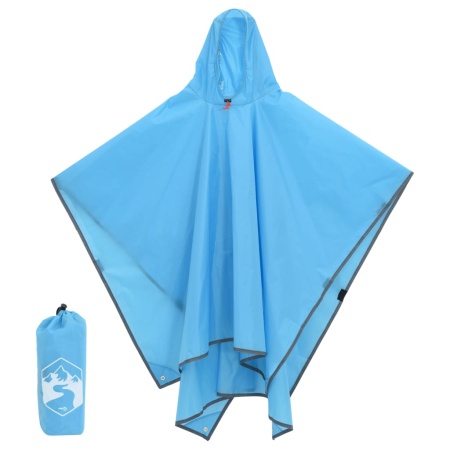 Poncho de ploaie cu glugă, design 2 în 1, albastru, 223x145 cm