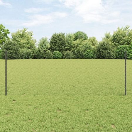Posturi pentru gard 5 buc U-Channel Gri 80 cm Oțel, Gard hexagonal gri 0.8x10 m Oțel