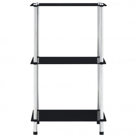 Raft cu 3 niveluri, negru, 40 x 40 x 67 cm, sticlă securizată