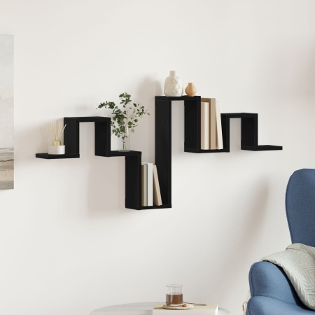Raft Negru Stejar 104,5x10x43 cm Lemn prelucrat