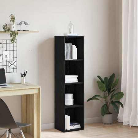 Raft pentru cărți Negru Stejar 36x30x143 cm Lemn prelucrat