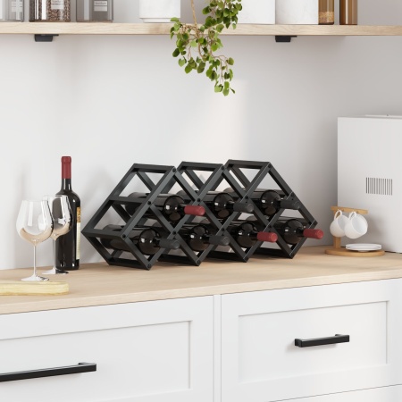Raft pentru vin pentru 9 sticle 63x16,5x25 cm din oțel acoperit cu pulbere