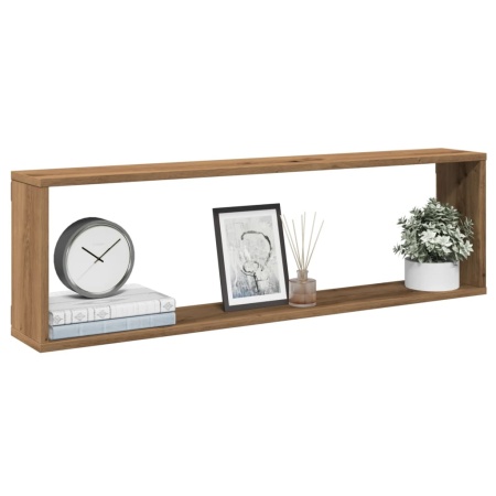Rafturi de perete cub 2 buc. stejar artizanal 100x15x30 cm lemn