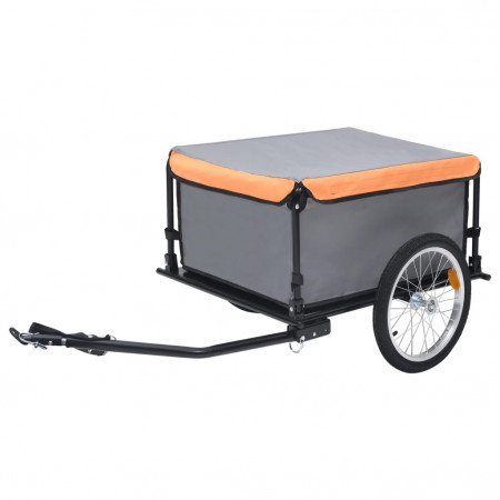 Remorcă pentru bicicletă, gri și portocaliu, 65 kg - Img 1