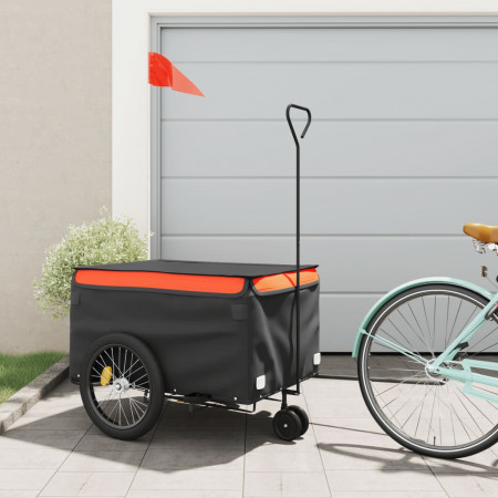 Remorcă pentru biciclete, negru și portocaliu, 45 kg, fier
