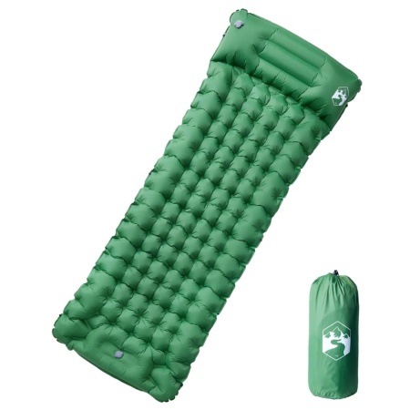 Saltea camping auto-gonflabilă, cu pernă, 1 persoană, verde