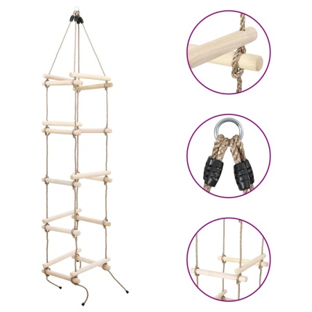 Scară din frânghie pentru copii, 200 cm, lemn
