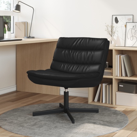Scaun Pivotant Negru Piele sintetică, Metal Mediul Scaun Negru