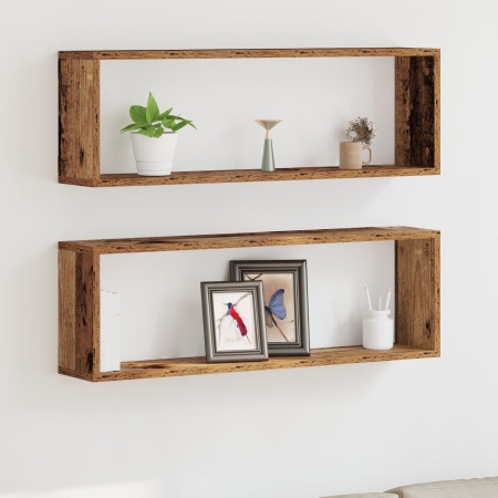 Set 2 rafturi din lemn vechi, 80x15x26 cm, lemn ingineresc