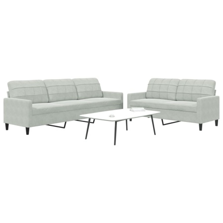 Set de canapele cu perne, 2 piese, gri deschis, catifea - Img 1