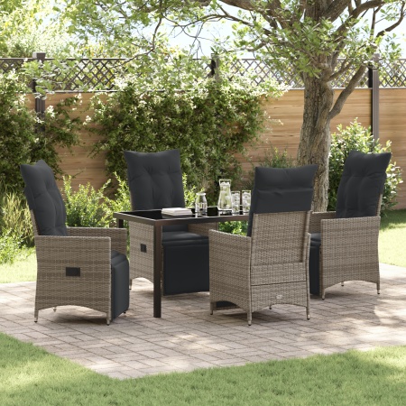 Set de dining pentru grădină cu perne Gri Rattan sintetic