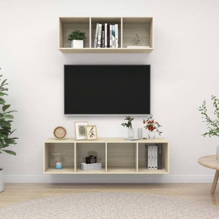 Set de dulapuri TV, 2 piese, stejar sonoma, lemn prelucrat