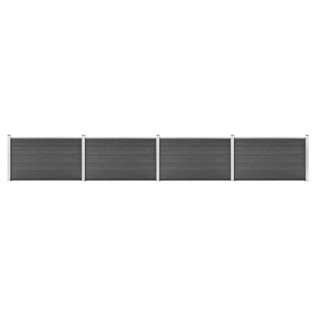 Set de panouri de gard, negru, 699 x 105 cm, WPC