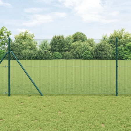 Set de stâlpi de gard Set de 2 Verde Metal 10 x 1 m Rezistent