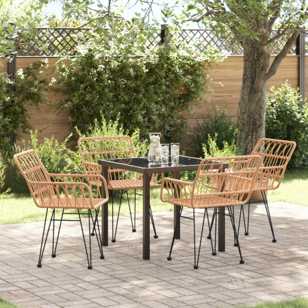 Set Dining pentru Grădină 5 Piese Bej din Rattan Polimer