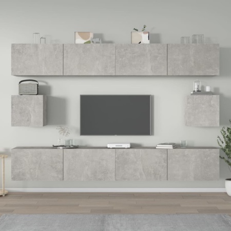 Set dulap TV, 6 piese, gri beton, lemn prelucrat