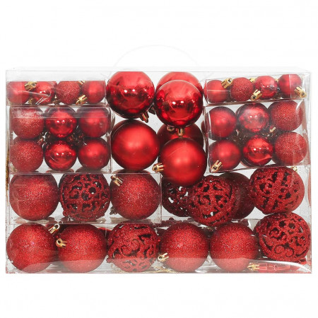 Set globuri de Crăciun 111 buc., roșu, polistiren