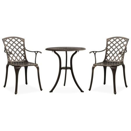 Set mobilier bistro, 3 piese, bronz, aluminiu turnat - Img 1