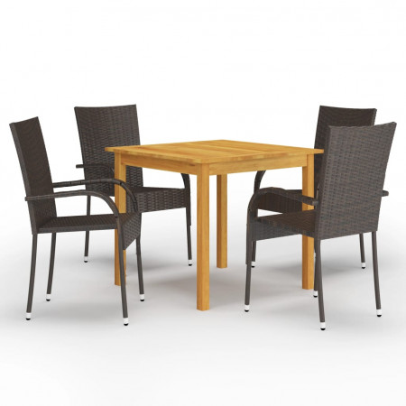 Set mobilier de grădină, 5 piese, maro