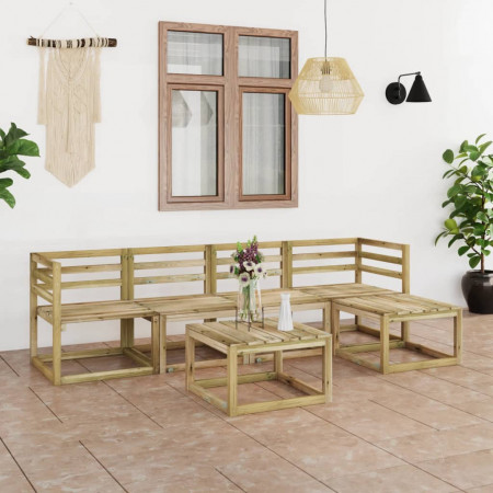 Set mobilier de grădină, 6 piese, lemn de pin verde tratat - Img 1