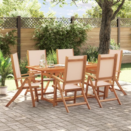 Set mobilier de grădină, 7 piese, lemn masiv acacia/textilenă