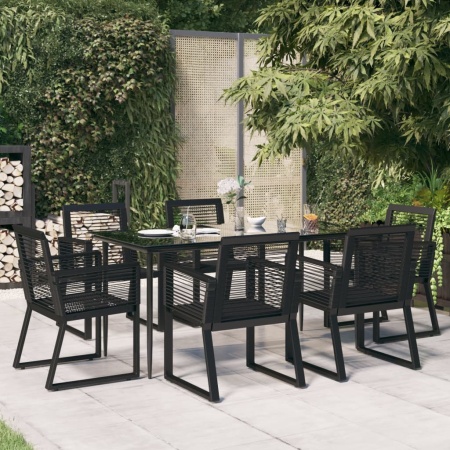 Set mobilier de grădină, 7 piese, negru, ratan PVC