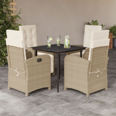 Set mobilier de grădină cu perne, 5 piese, bej, poliratan