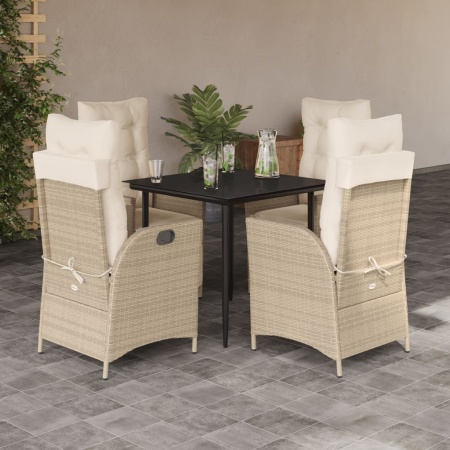 Set mobilier de grădină cu perne, 5 piese, bej, poliratan