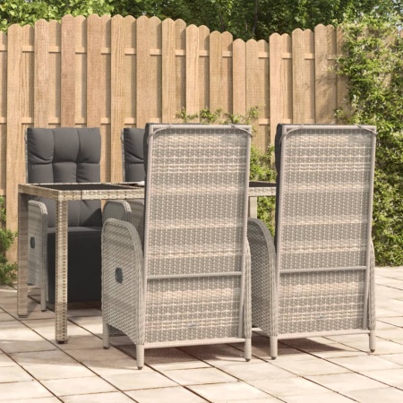 Set mobilier de grădină cu perne, 5 piese, gri, poliratan
