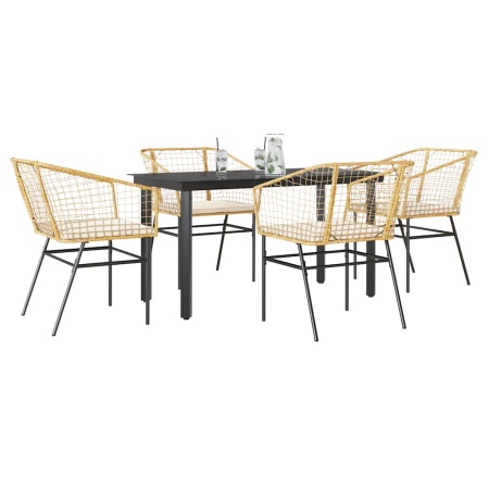 Set mobilier de grădină cu perne 5 piese maro sticlă polirattan - Img 1