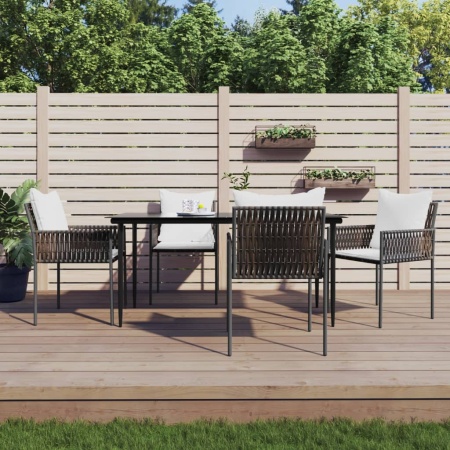 Set mobilier de grădină cu perne, 5 piese, poliratan și oțel - Img 1