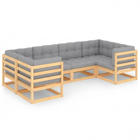 Set mobilier de grădină cu perne, 6 piese, lemn de pin masiv