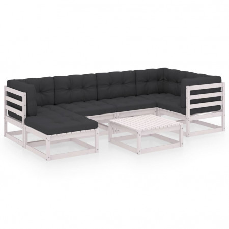 Set mobilier de grădină cu perne, 7 piese, lemn masiv de pin