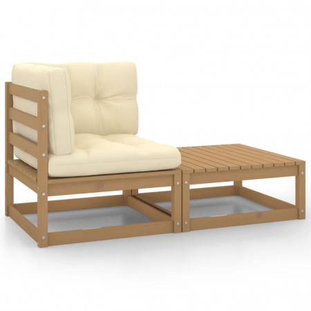 Set mobilier de grădină cu perne, maro miere, lemn de pin
