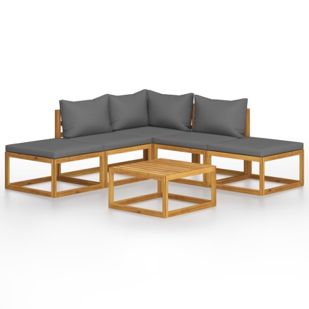Set mobilier grădină cu perne, 6 piese, lemn masiv acacia