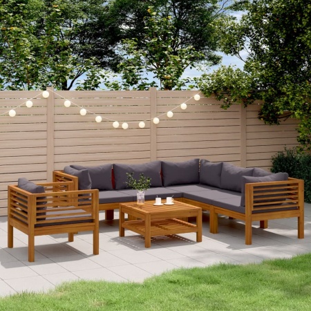 Set mobilier grădină cu perne, 7 piese, lemn masiv de acacia