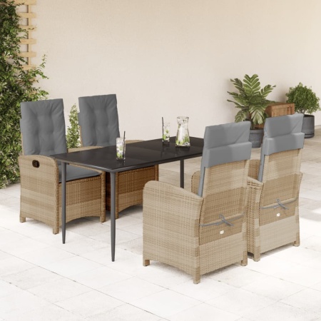 Set mobilier pentru grădină, 5 piese, cu perne, bej, poliratan