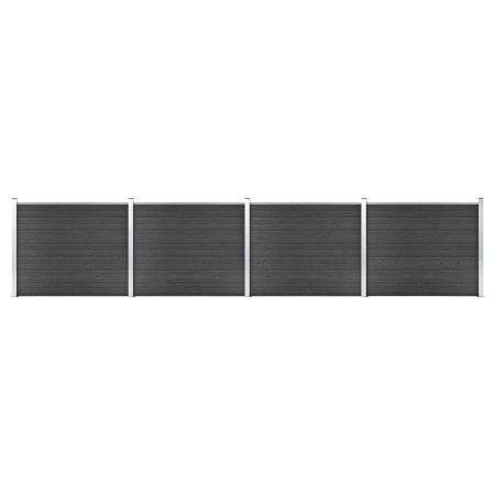 Set panouri gard, 699x146 cm, gri, WPC - Img 1